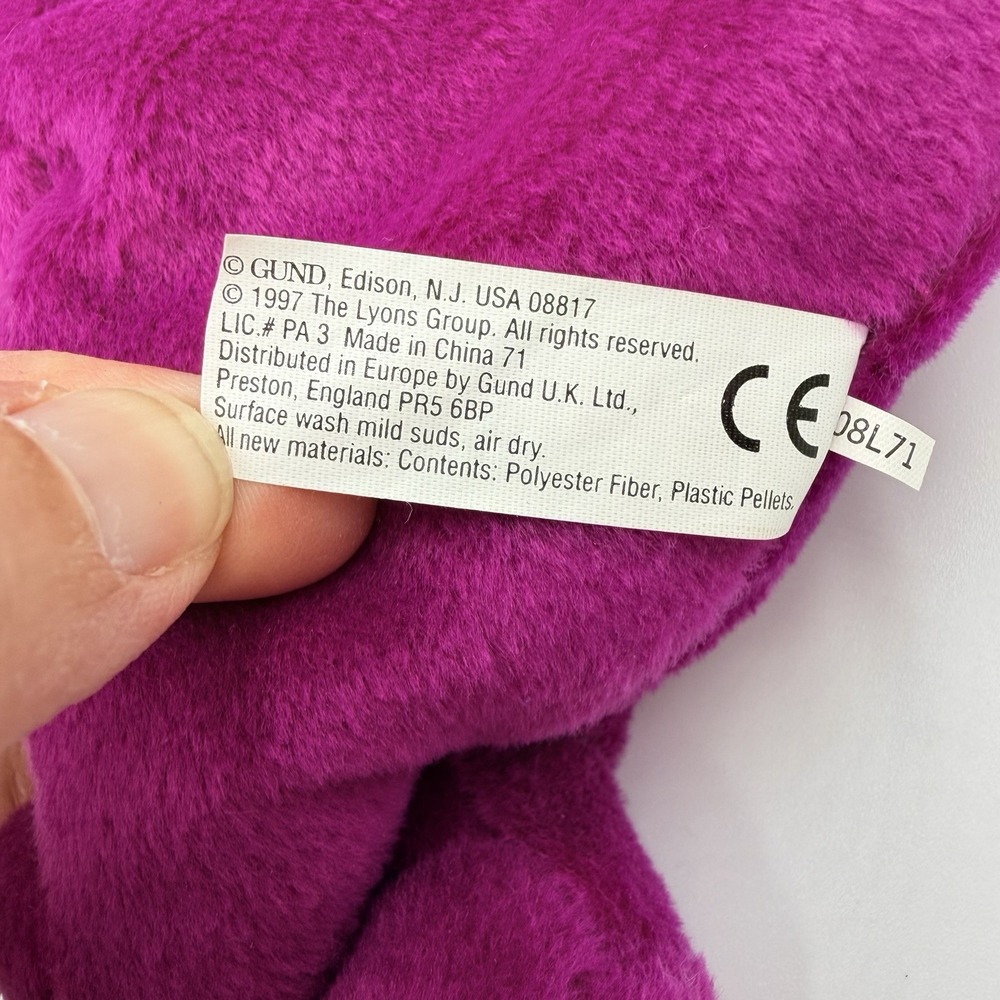 NWT Vintage 1997 Gund Lyons Group Barney Purple Dinosaur Plush Stuffie 90s Y2K - Picture 8 of 8